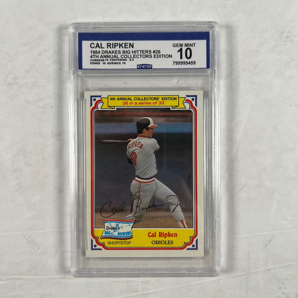 1984 Drakes Big Hitters Cal Ripken Jr #26 Orioles CCG 10 GEM MINT Graded Card